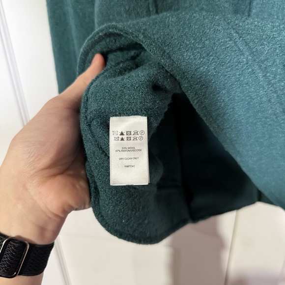 Tahari Moto Sweater Jacket Boiled Wool Green Size Large Textured Pockets - Picture 9 of 11